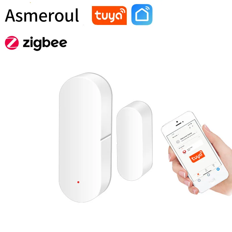 

Дверной датчик Tuya Zigbee, детекторы открытия и закрытия дверей, оповещения от приложения, сигнализация безопасности, белый цвет, совместим с ...