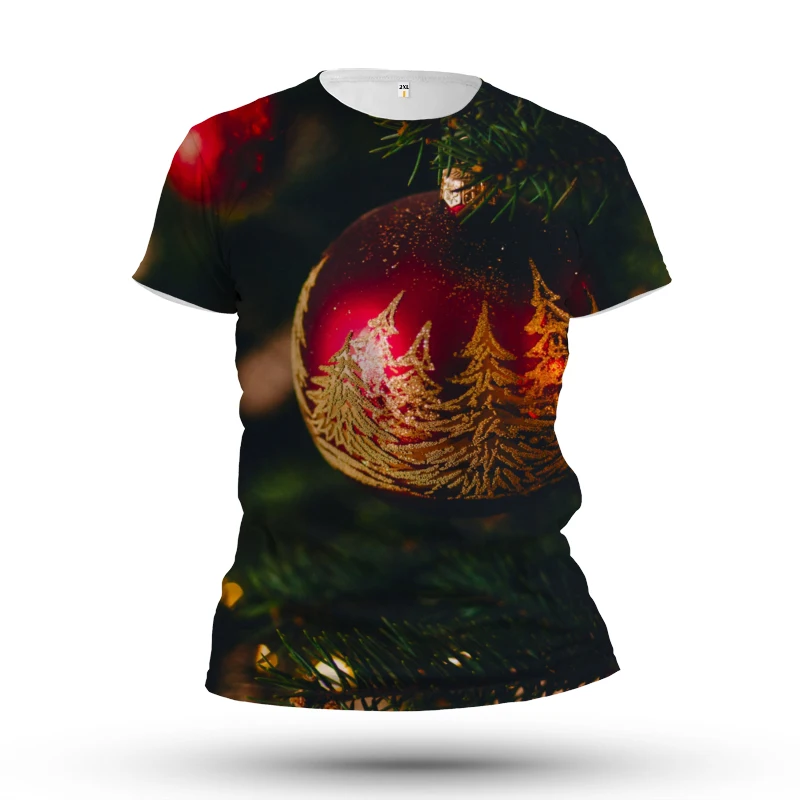

Christmas Tree Holiday Atmosphere Clothing Men's 3D Printed T-shirt Warm Blessing Gift Soft High-quality Fabric