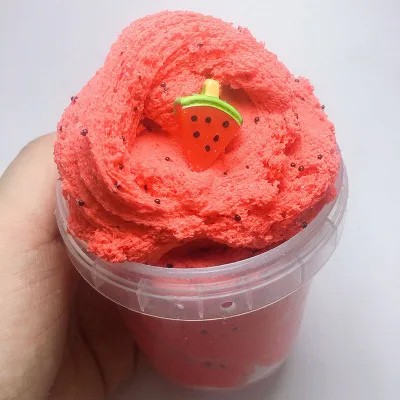 watermelon red 60 мл фрукты Клубника пушистый слизи облако слизи моделирование глина Радуга слизи игрушка для детей без снятия стресса - Цвет: watermelon red