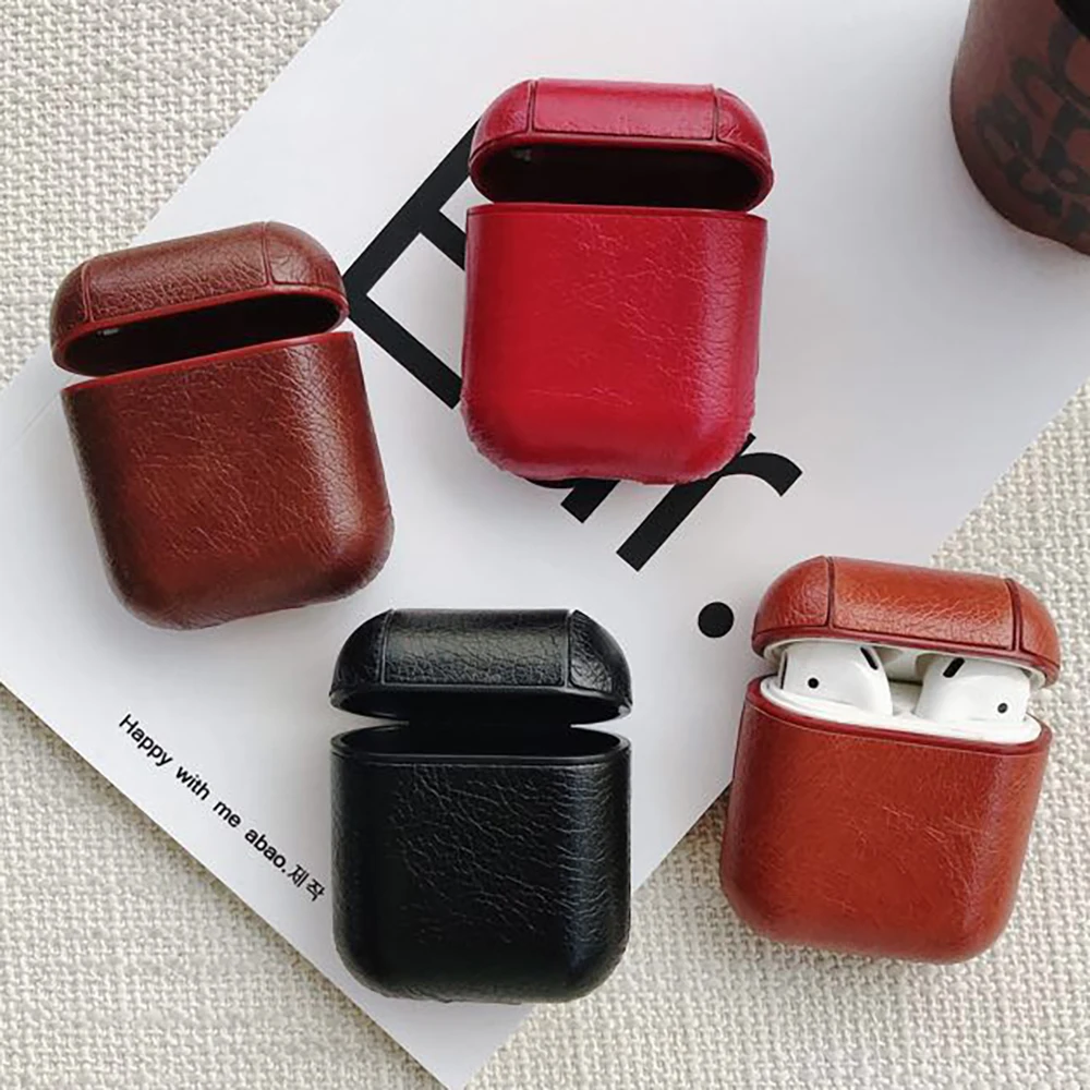 Кожаный чехол для Apple AirPods Bluetooth беспроводных наушников Air Pods 1 2 защитный зарядного