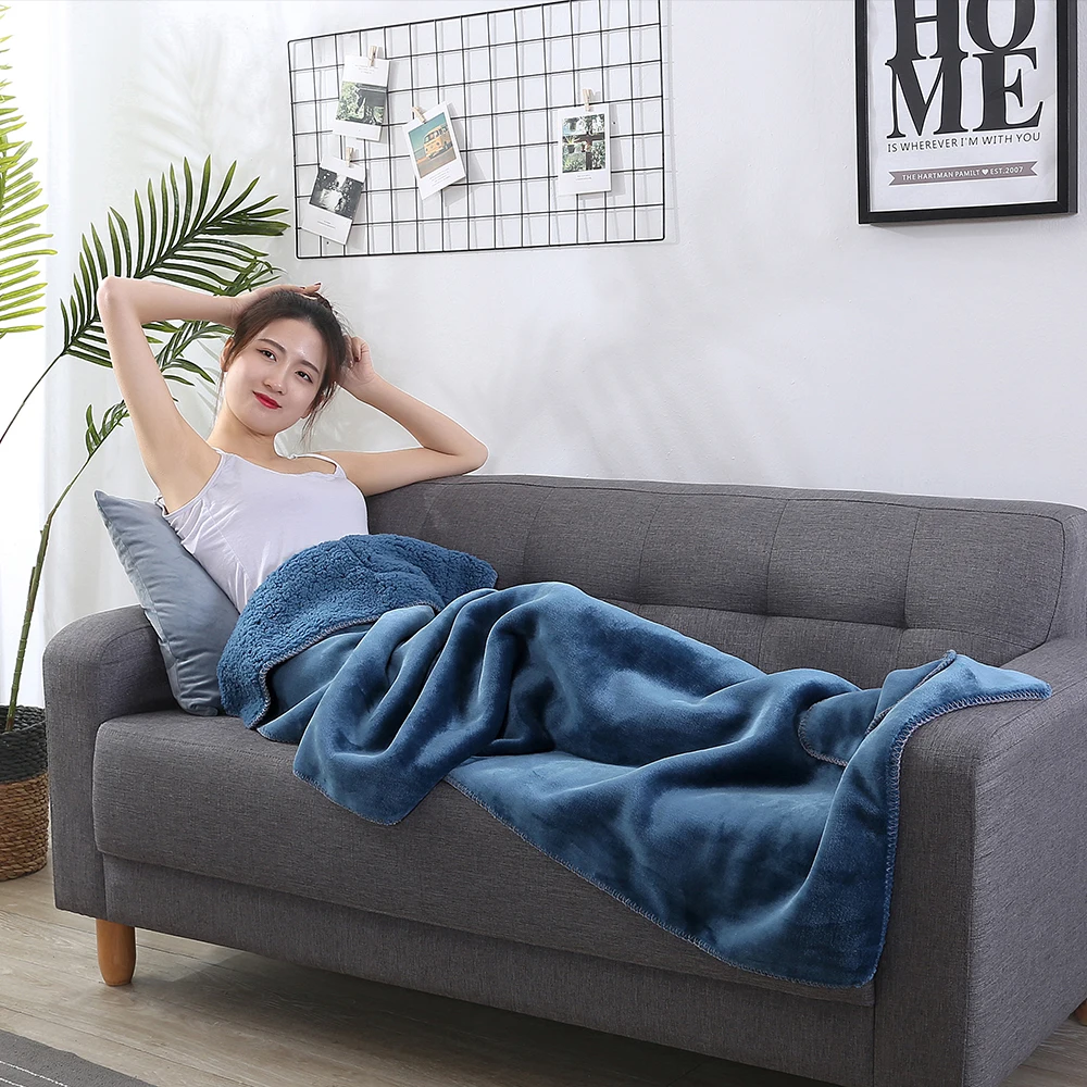 Liv-Esthete теплое Фланелевое синее одеяло из шерпы толстовка спортивное уличное для