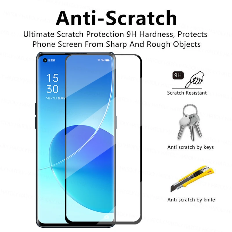 Protector de pantalla de vidrio 2 en 1 para Oppo Reno6 Pro, pel&iacute;cula de vidrio templado para tel&eacute;fono Oppo Reno6 Pro-2