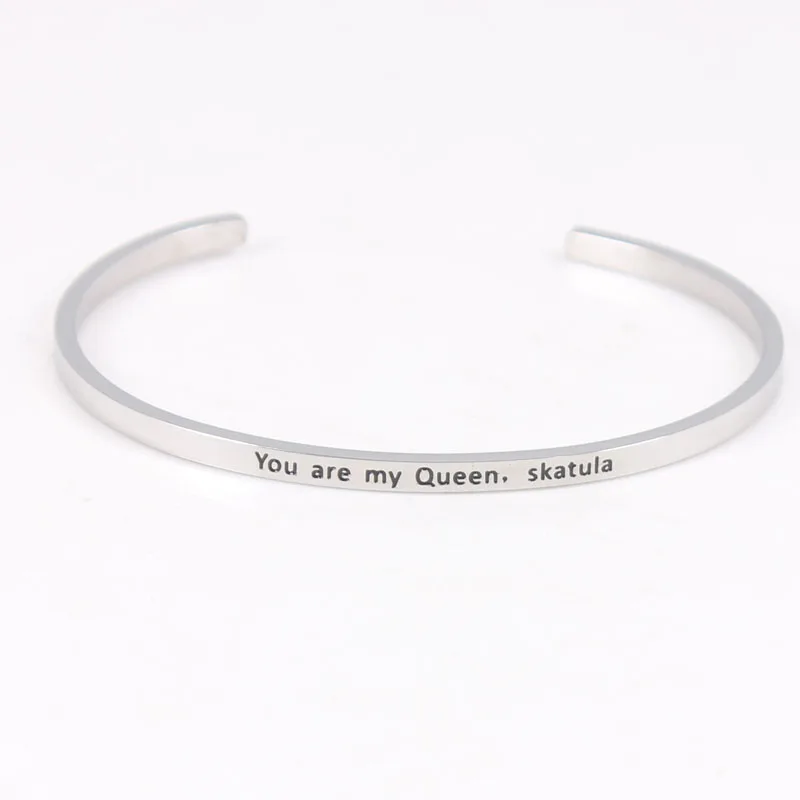 

2021 New Stainless Steel Bangles Engraved Positive Inspirational Quote Hand Imprint Cuff Mantra Bracelet for Women Best Gifts