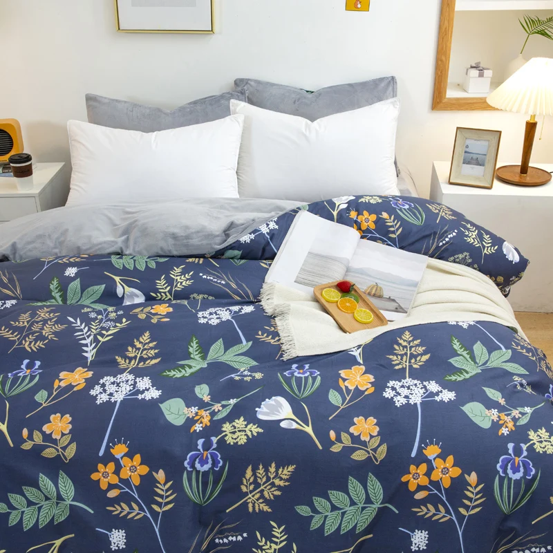 Односпальный чехол из серого хрустального бархата 100% хлопок и хрустальный