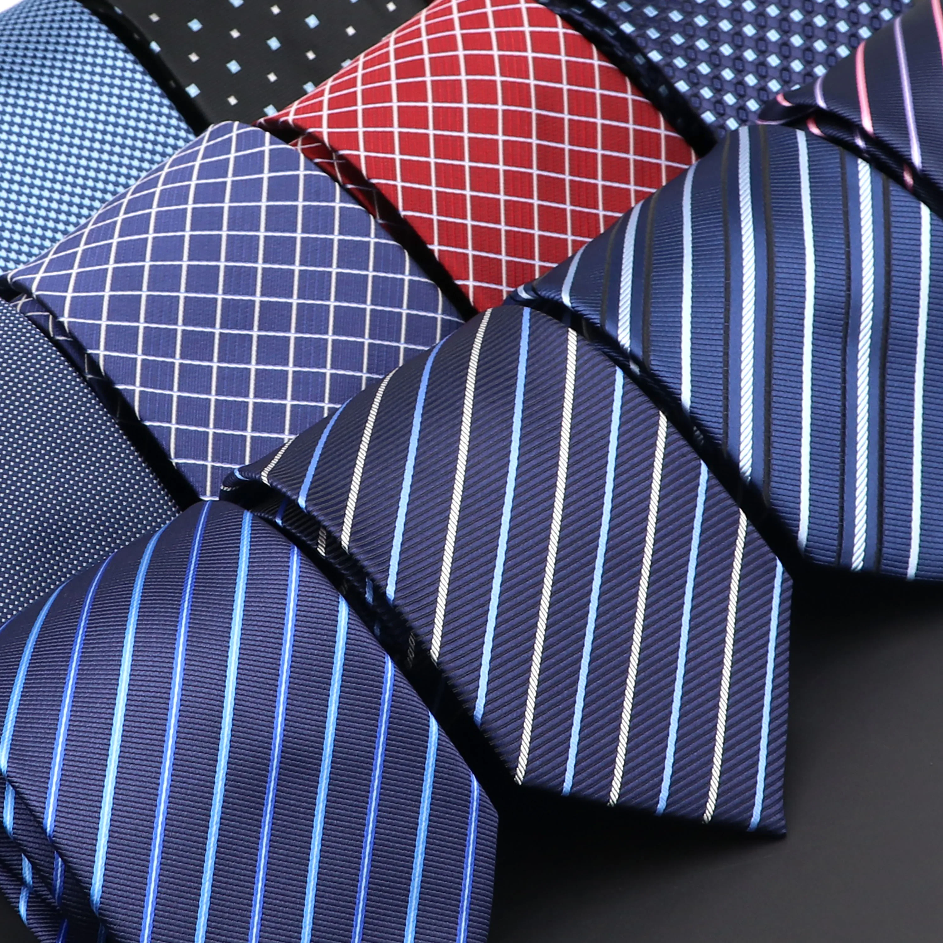 New Men's Tie Fashion Neckties Classic Men's Stripe Navy Blue Wedding Ties Jacquard Woven Men Solid Tie Polka Dots Necktie Gift