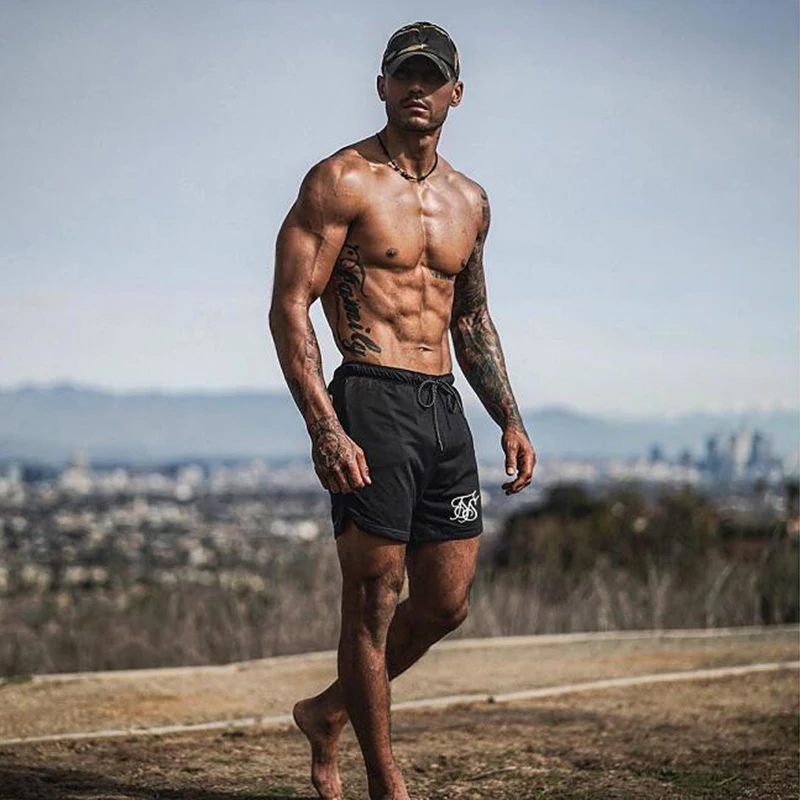 Шорты мужские с шелковым принтом летние двухслойные модные для спорта на