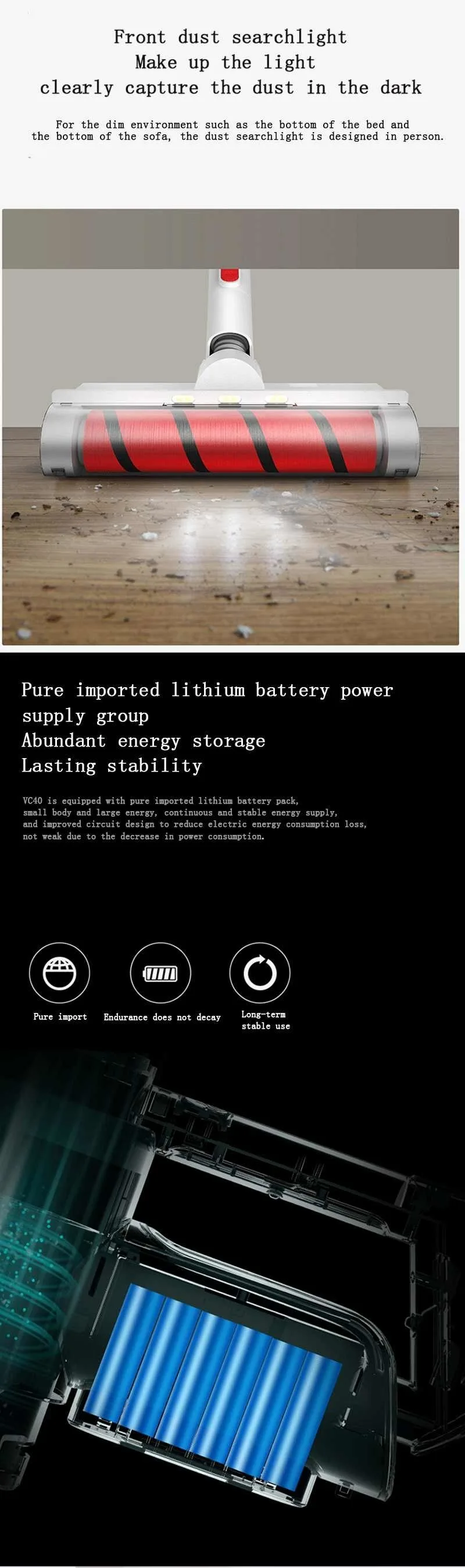 Xiaomi Deerma Vc40 вертикальный пылесос ручной стальной сетчатый роторный Фильтр Пылесос беспроводной сильный всасывающий