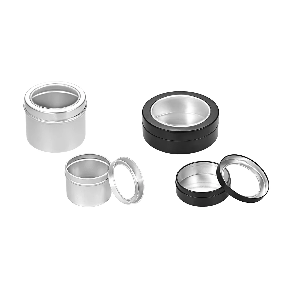 

uxcell 1/3/6Pcs Round Clear Window Aluminum Cans Tin Lid Containers Black to Creams Salves Balms Sample Pots Herbs Nail Art