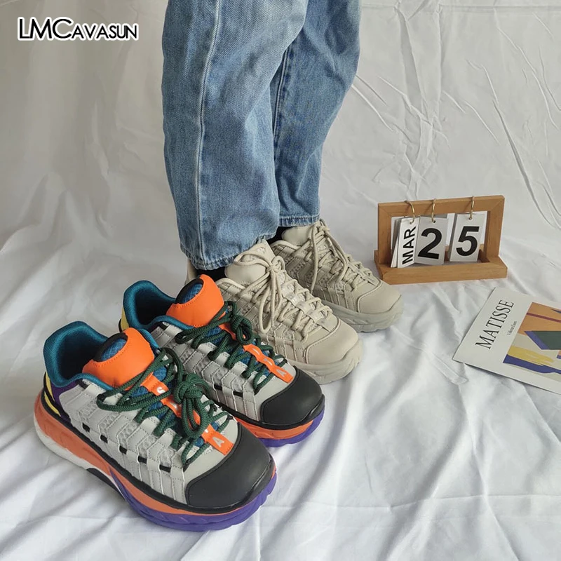 Женские спортивные кроссовки LMCAVASUN массивные сетчатые для девочек повседневные