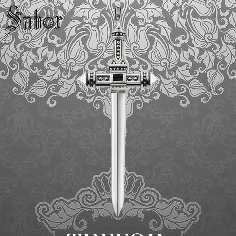 Черные CZ подвески в форме меча модные ювелирные изделия серебряный цвет