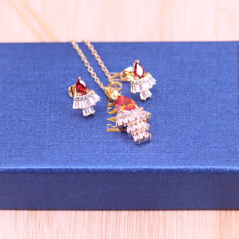 Risenj Акция 5 цветов красный циркон и Кристалл розовое золото ювелирные изделия для