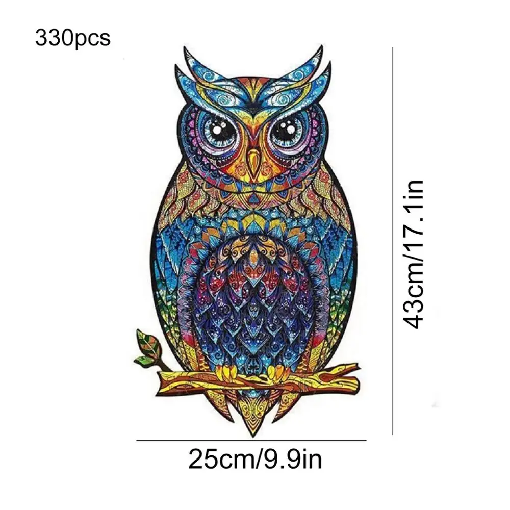

Unique Wooden Animal Jigsaw Puzzle Mysterious Owl Shape Irregular Colorful Puzzle Toy For Adult Children Home Concentration Toy