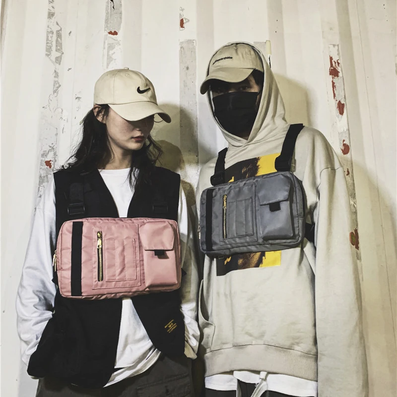 Мужская тактическая нагрудная сумка в стиле хип-хоп холщовая уличном