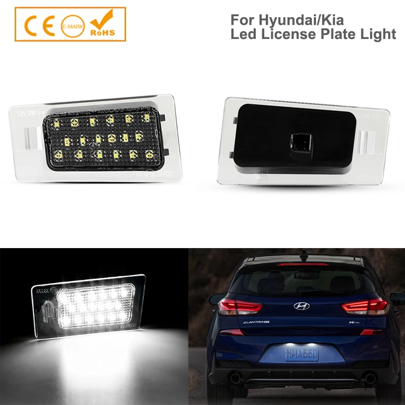 2Pcs LED Number License Plate Light Lamps White Canbus For  Hyundai Solaris Sedan HCR Elantra Avante 5TH 6TH Kia KX3 Ceed SW III