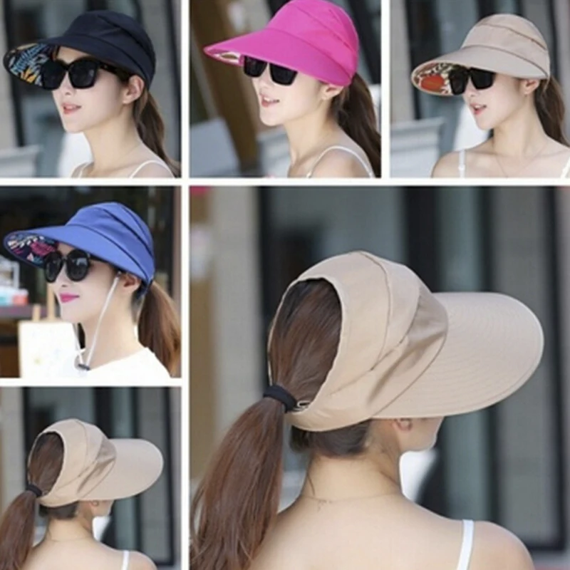 

Ladies Girl Folding Sun Protection Cap Beach Packable Visor Hat Wide Brim Holiday UV Protection Sun Hat Women Summer Sun Hat