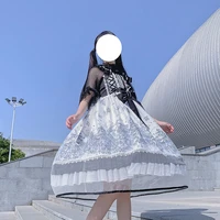 anbenser japanese gothic lolita jsk black dress women street fashion sleeveless soft sister cute dress girls white punk dresses