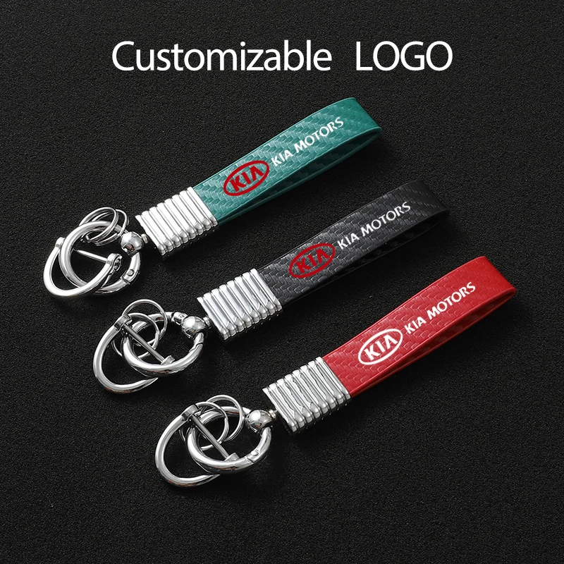 

4s Carbon fiber Car keychain 360 Degree Rotating Horseshoe Rings For Kia ceed 3 4 K2 K3 K4 K5 kia sportage stinger optima car