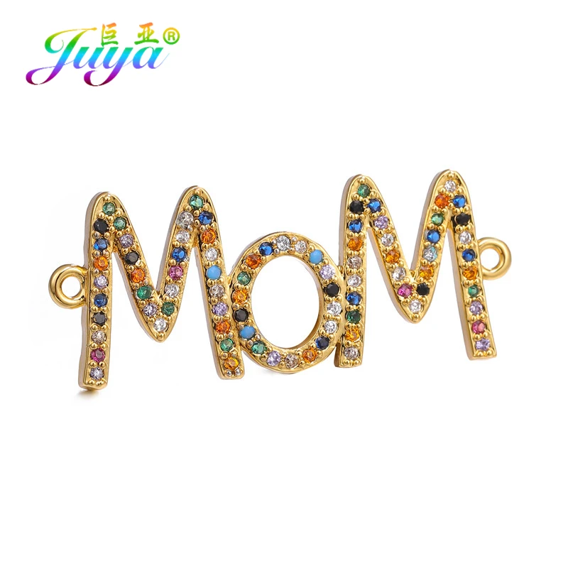 Juya DIY ювелирные аксессуары Красочный Циркон буквы мама мальчик девочка разъемы для мамы женский дружба шнур кожаный