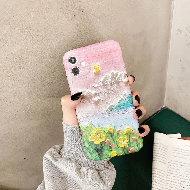 

Oil Painting Landscape Suitable for 11promax Apple Xsxr Phone Case Iphone7p Water Sticker 8plus Soft Max