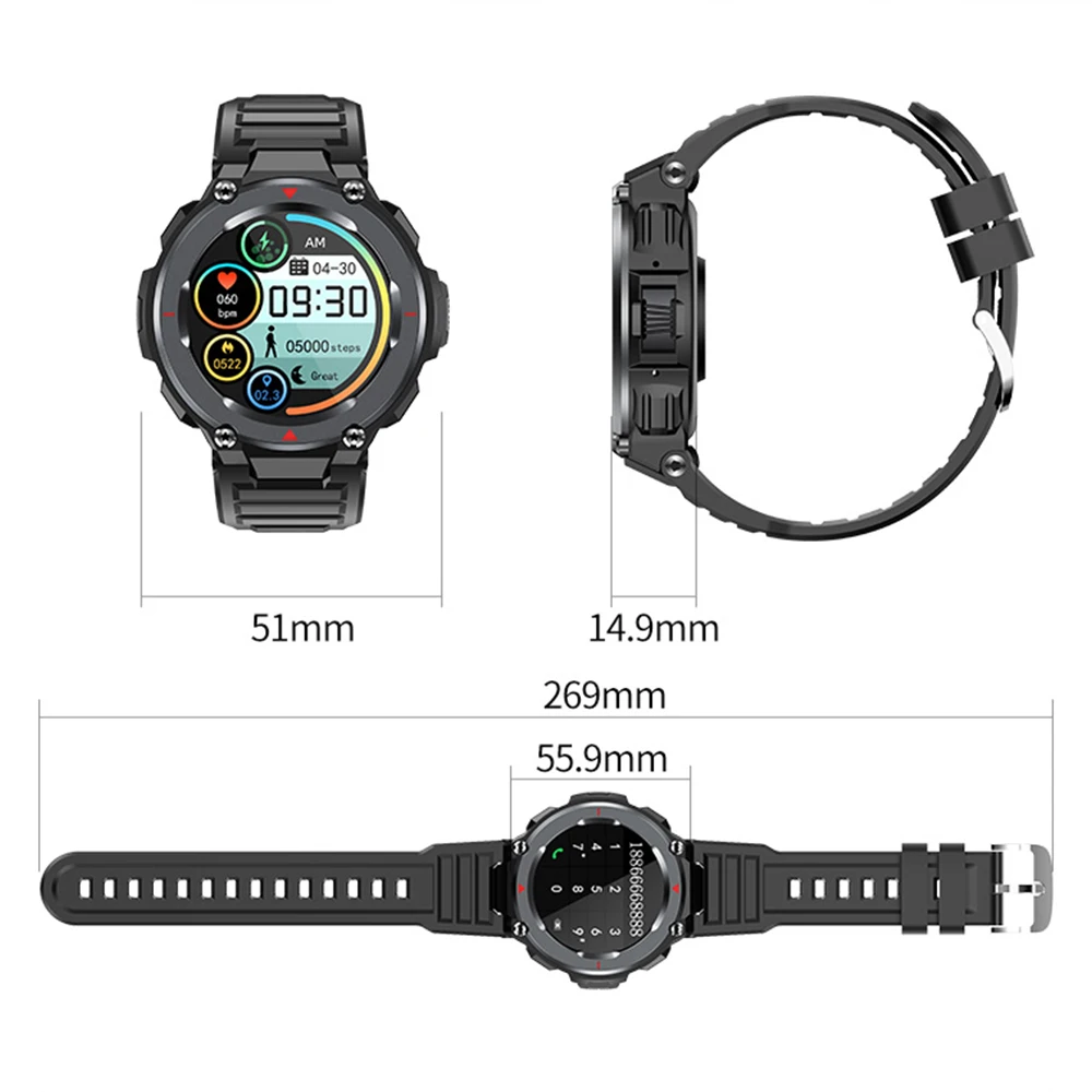 

S2-5 Outdoor Smart Watch Men Music Play Bluetooth Call Full Touch Screen 2021 New Smartwatch Multi-Mode Sports Fitness Bracelet