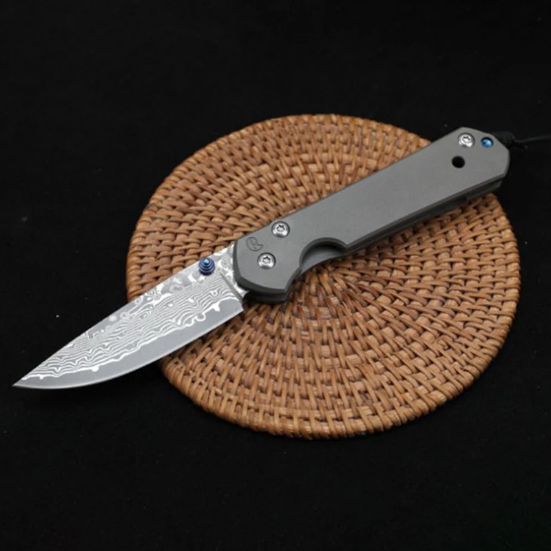 

High Hardness Tactical Folding Knife Damascus Steel Blade Titanium Alloy Handle Outdoor Security Defense Military Pocket Knives