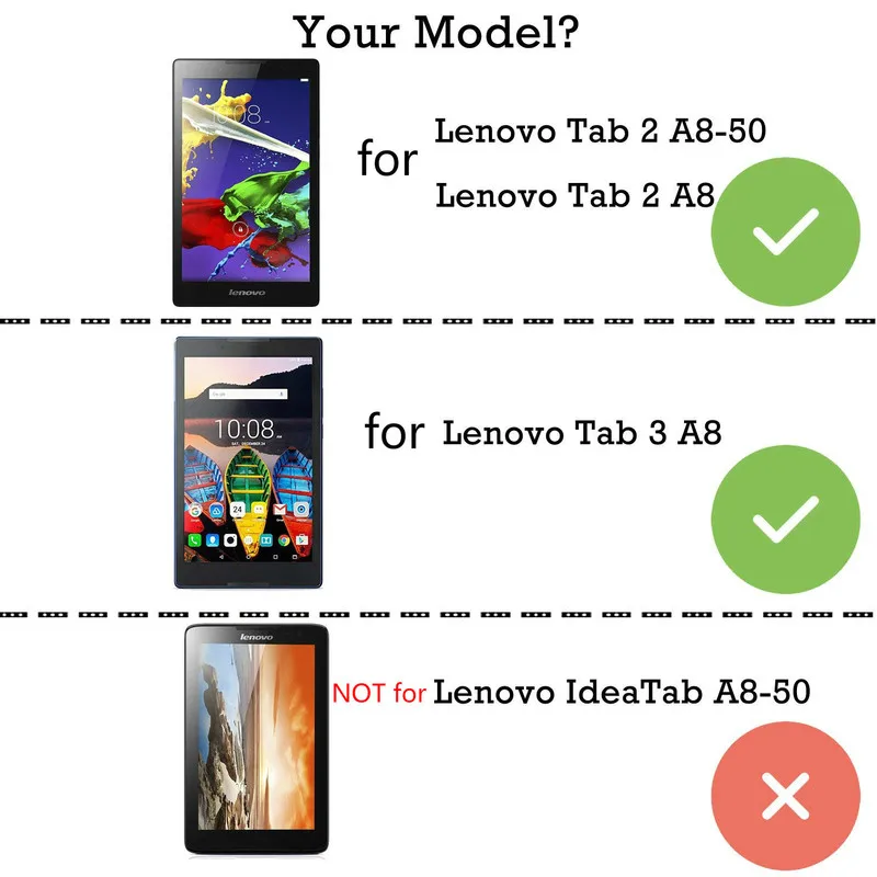 Чехол-книжка для Lenovo Tab2 A8 из искусственной кожи с подставкой планшета Tab 2 A8-50 A8-50F