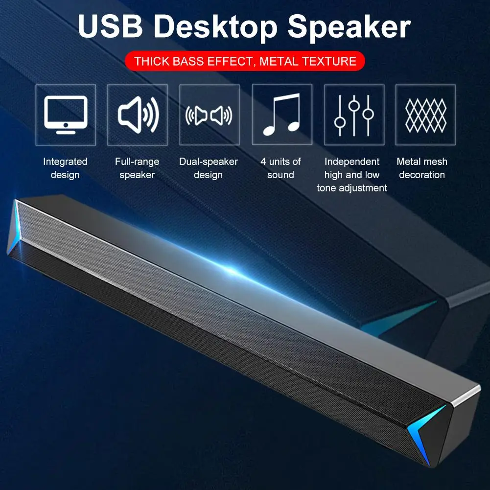

Portable Laptop Computer PC Speaker Subwoofer USB Wired Soundbar Sound Bar Stick Music Player Speakers For PC Tablet