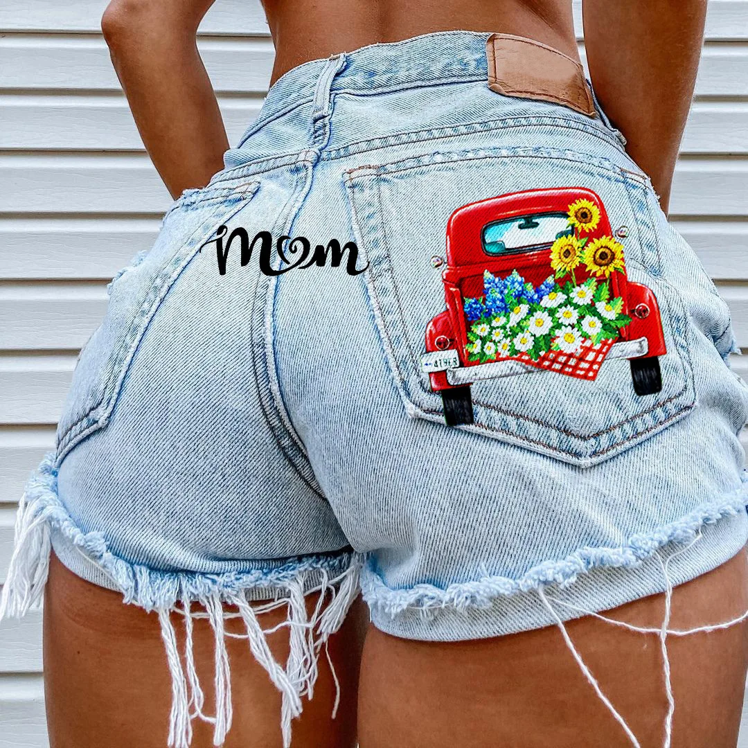 

Car European And American Summer Fashion Cross-Border Foreign Trade European And American Leisure Denim Shorts Printed Cartoon