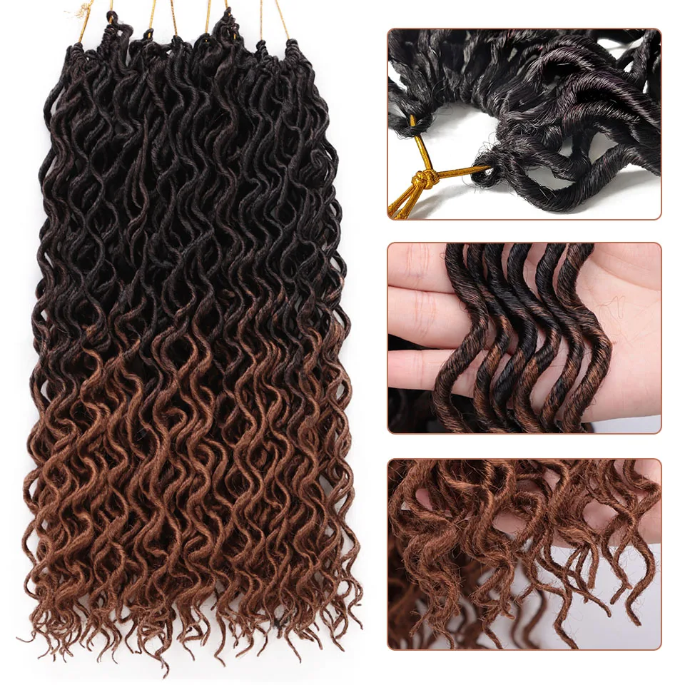 Doris beauty Goddess Faux Locs Curly вязанные косички волосы 24 корня 18 дюймов Омбре синтетические