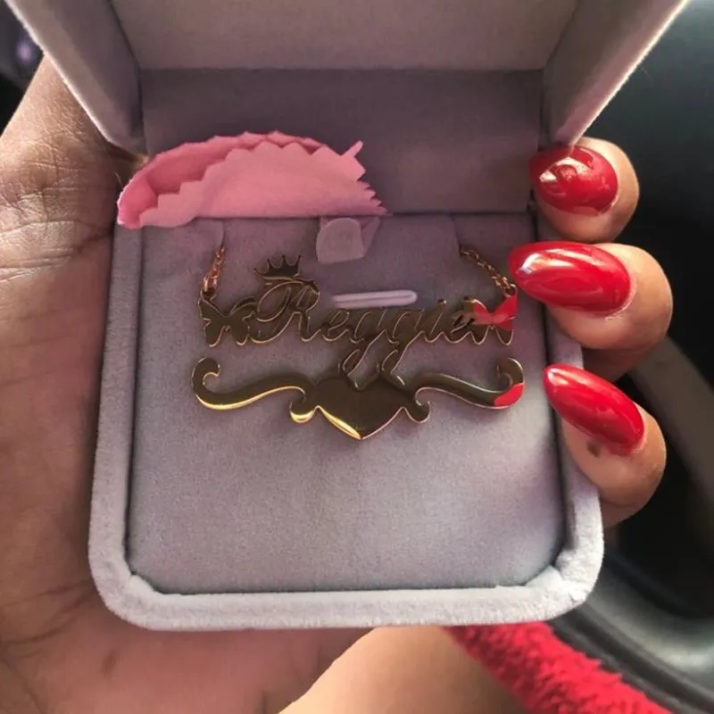 Индивидуальное ожерелье с радужной короной бабочкой именем сердца Женская