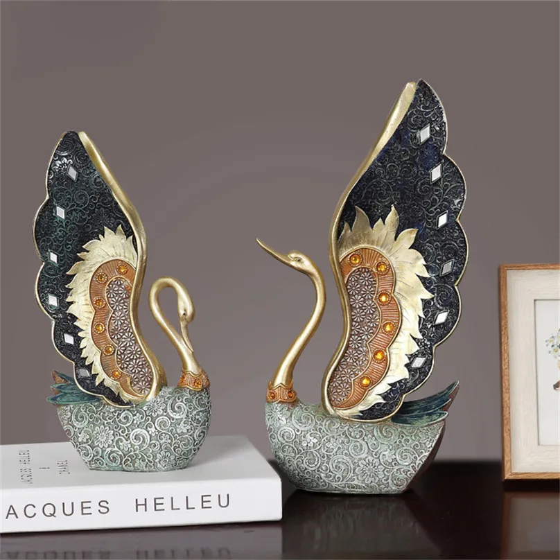 

Смола Искусство Скульптура в виде Лебеди современный орнамент подарок феи аксессуары Мода Стиль скульптура украшения дома Настольная стат...