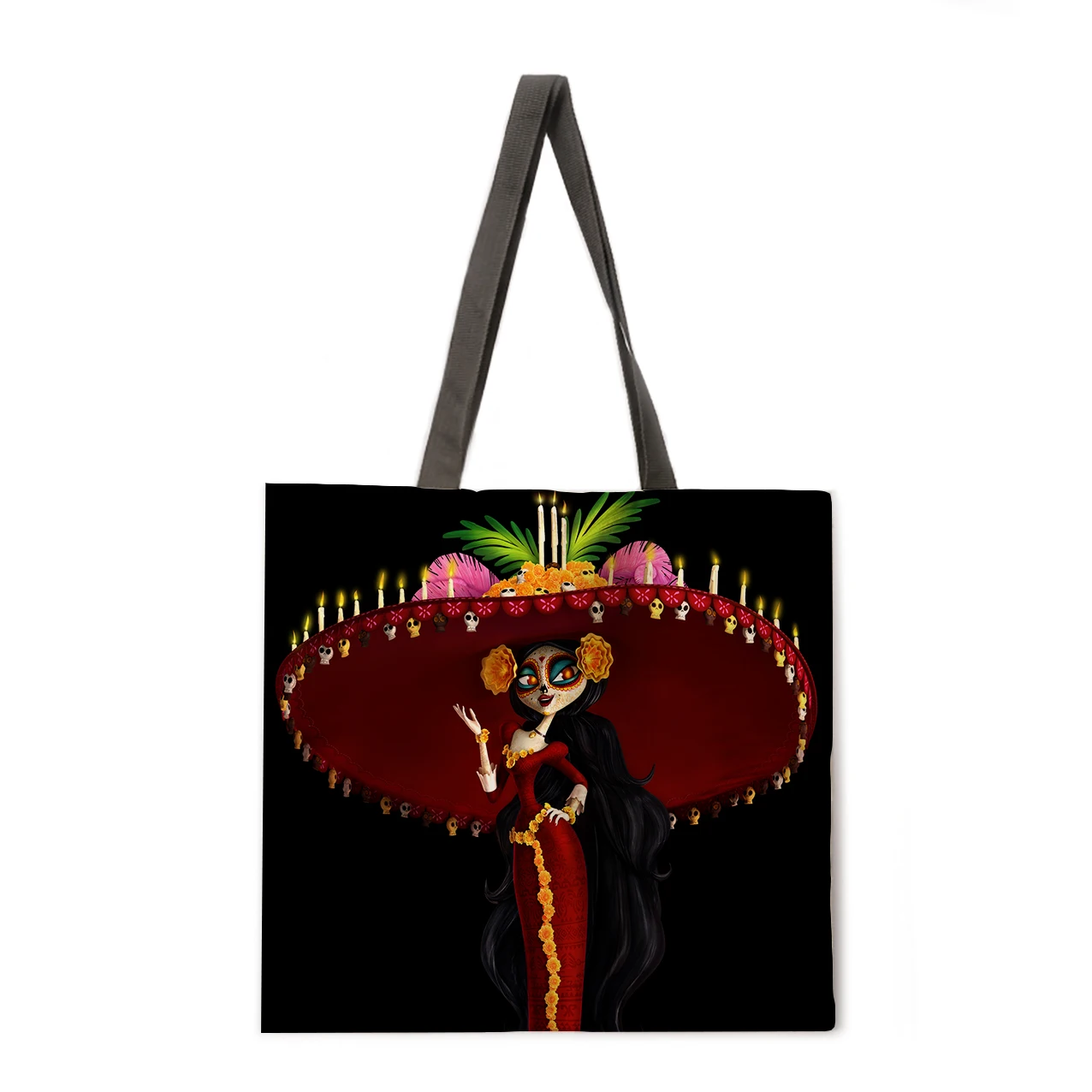 

Makeup Lady Woman Fashion Multifunctional Ladies Handbag Foldable Reusable Casual Canvas Shopping Bag Printed Tote Bag