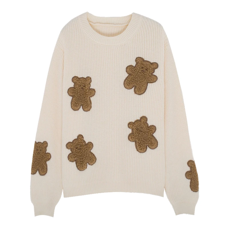 

Bear round neck loose slimming lazy pullover sweater top sweater women's 20 autumn