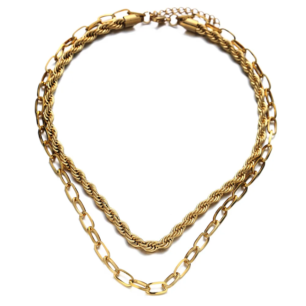 

Массивное многослойное ожерелье-цепочка из нержавеющей стали, чокер для женщин, новые простые украшения в стиле хип-хоп, подарки