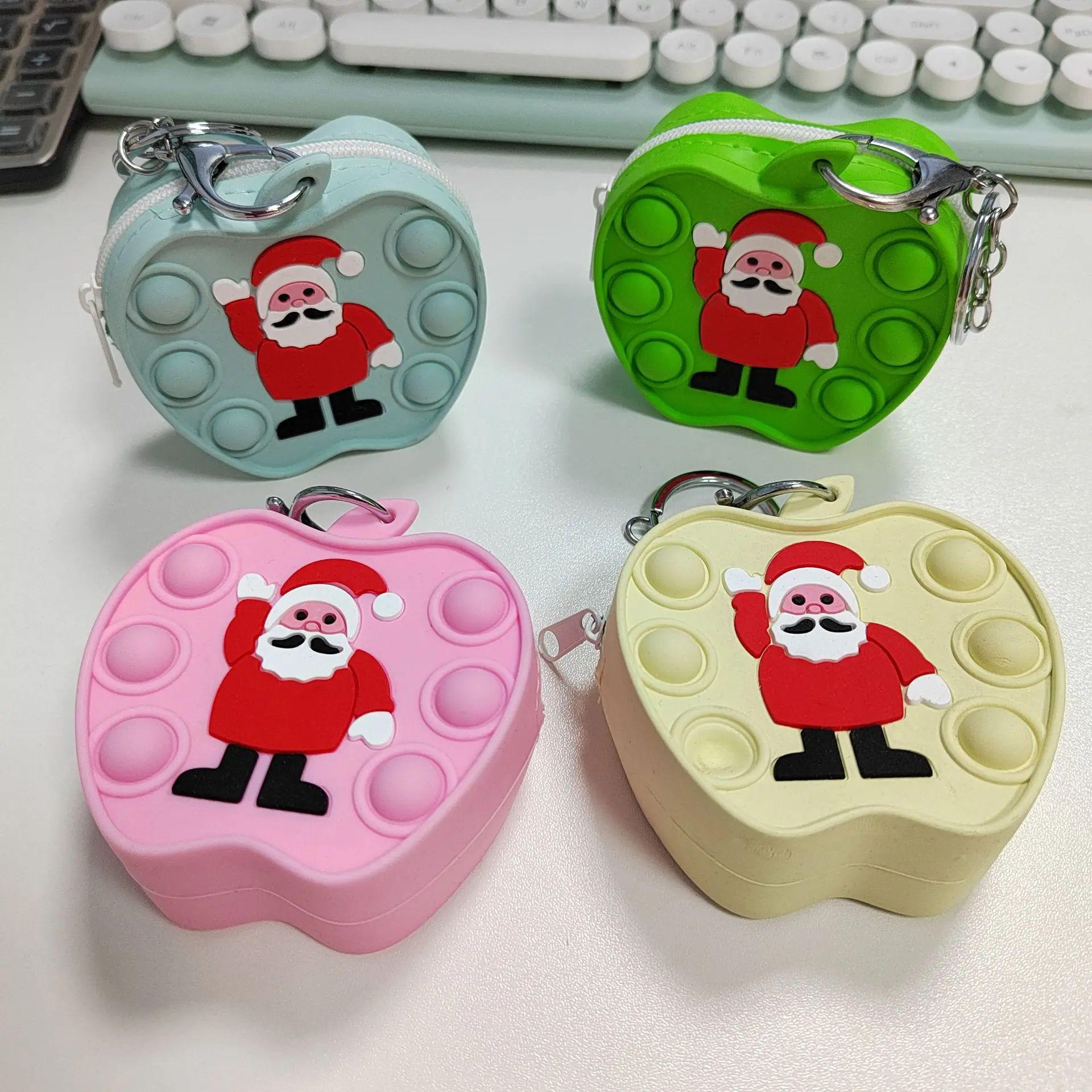 

Pop It Fidget Toy Rainbow Anti-Stress Decompression Silicone Anime Kawaii Santa Push Popit Kids Santa Claus Coin Purse Toy Gift