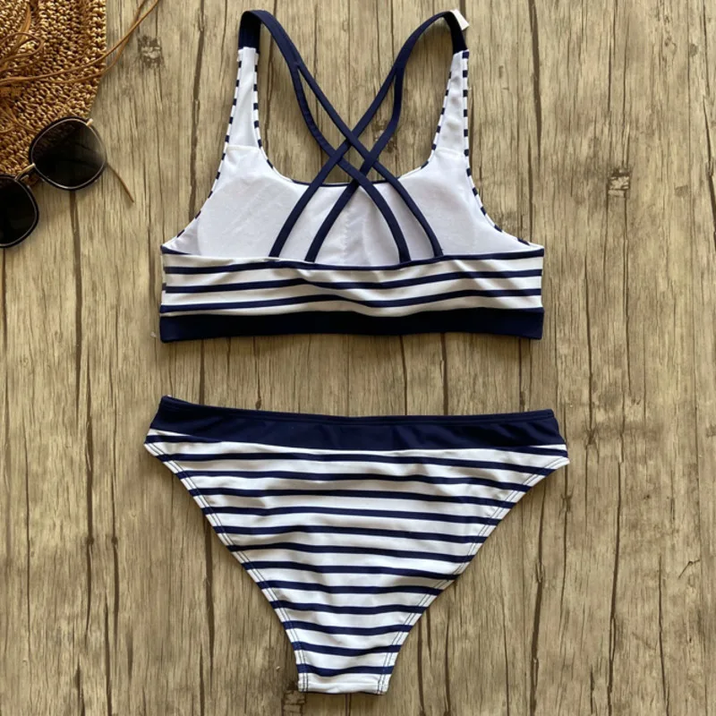 

New Sexy Striped Beach Bikinis Set Women Swimwear Push Up Swimsuit Female Bathing Suits Bikini Girls Pool Swimming Suit 2020