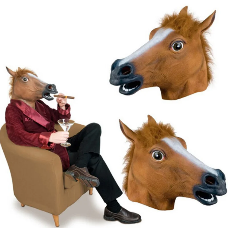 

Latex horsehead full head mask funny animal head set boys and women Halloween Cosplay props horsehead mask