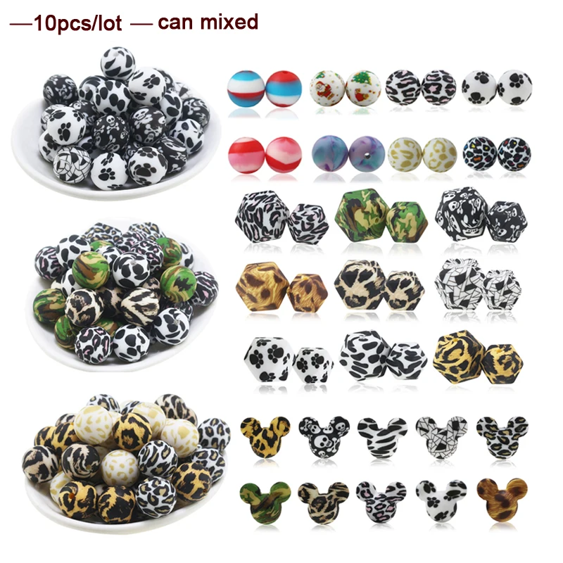 

Жевательное экологически чистое ожерелье-Прорезыватель зубов, 10 шт., не содержит Бисфенол А, круглые шестиугольные силиконовые бусины с Мик...