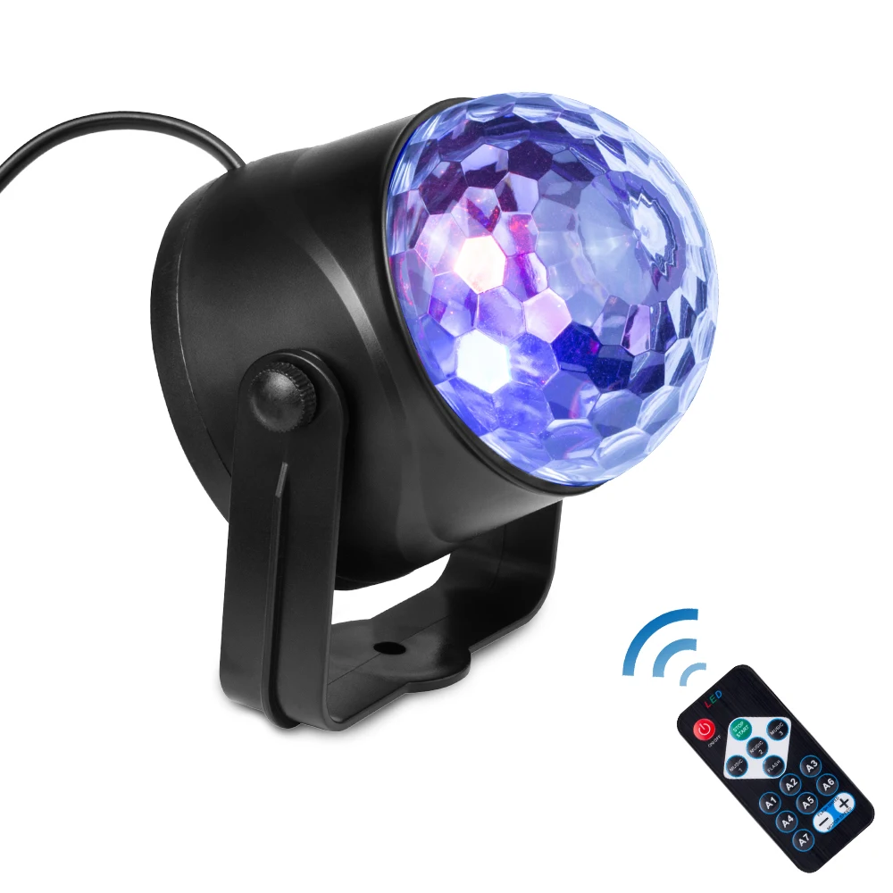 Вращасветильник DJ-прожектор со звуковой активацией для дискотеки 3 Вт RGB