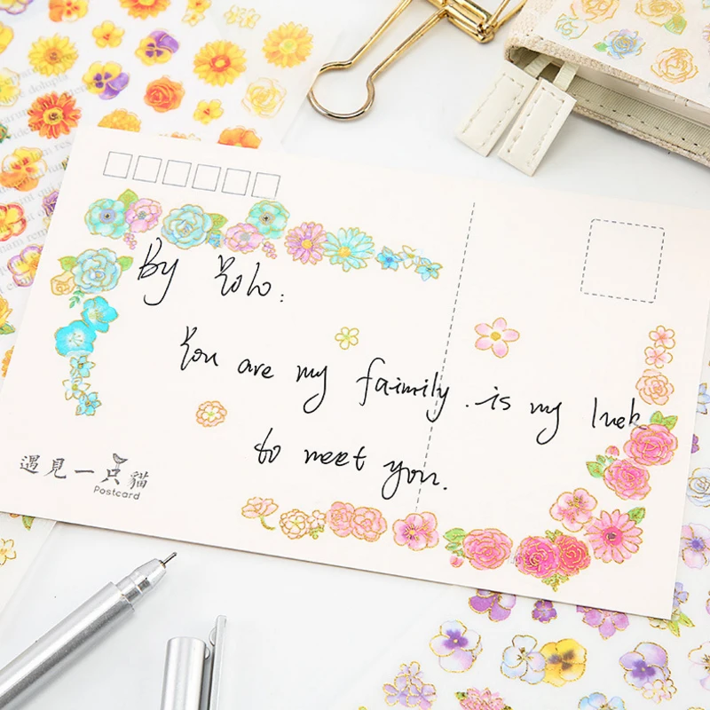 6 шт./лот сезоны цветов бумажная наклейка в романтическом стиле украшение для