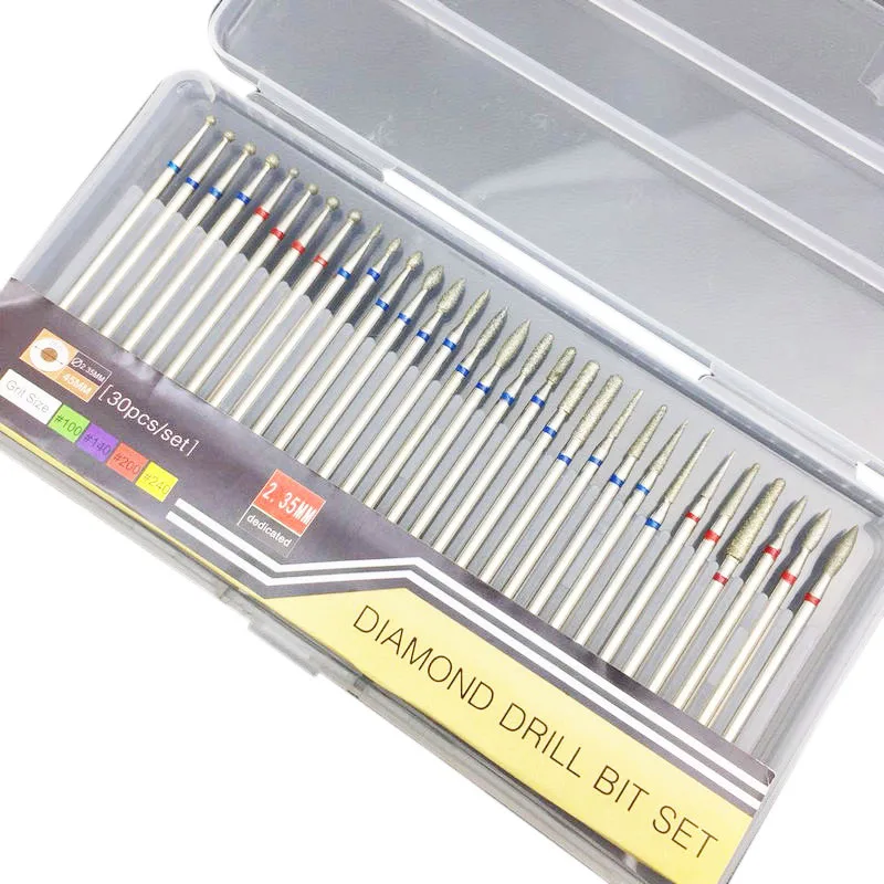 30 шт. набор алмазных сверл для ногтей фреза роторная режущая чистые пилки
