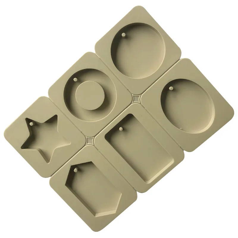 

Silicone Mold 6pcs Round Rectangle Star for Aromatherapy Wax Candle Plaster Soap Epoxy Resin Diy Keychain Hanging Concrete Mold