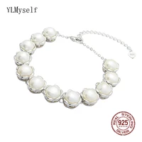 13 88cm real 925 silver bracelet with 12pcs of 8mm natural freshwater pearl gorgeous fast delivery fine jewelry for women