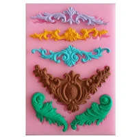 silicone plaster mold baroque scroll relief border mould bow crown shape curlicues lace fondant polymer clay molds cake dec tool
