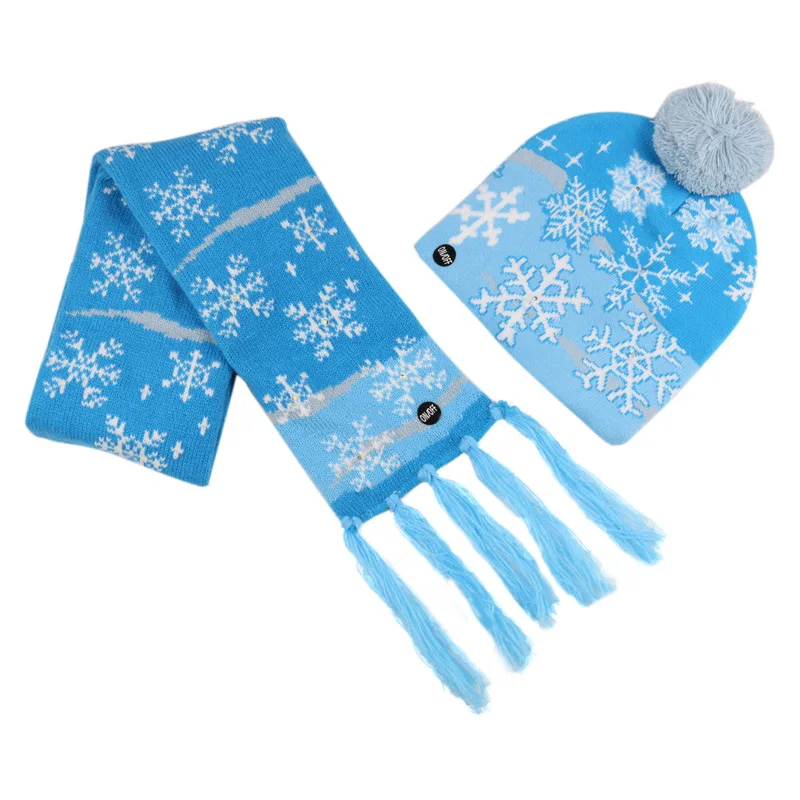 Hat scarf 2 Рождественская шапка, шарф, вязаный шарф для малышей, новинка года, зимний модный теплый светодиодный светильник с блестками, вязаная шапка - Цвет: Hat scarf 2