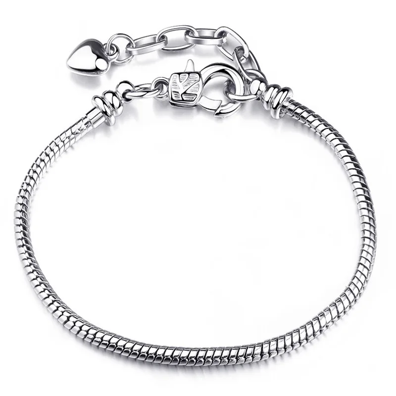 

RBXC Lady Fashion Brand Bracelet Silver Plated Cute Owl Snake Chain Charm Bracelet DIY Jewelry Gift Making