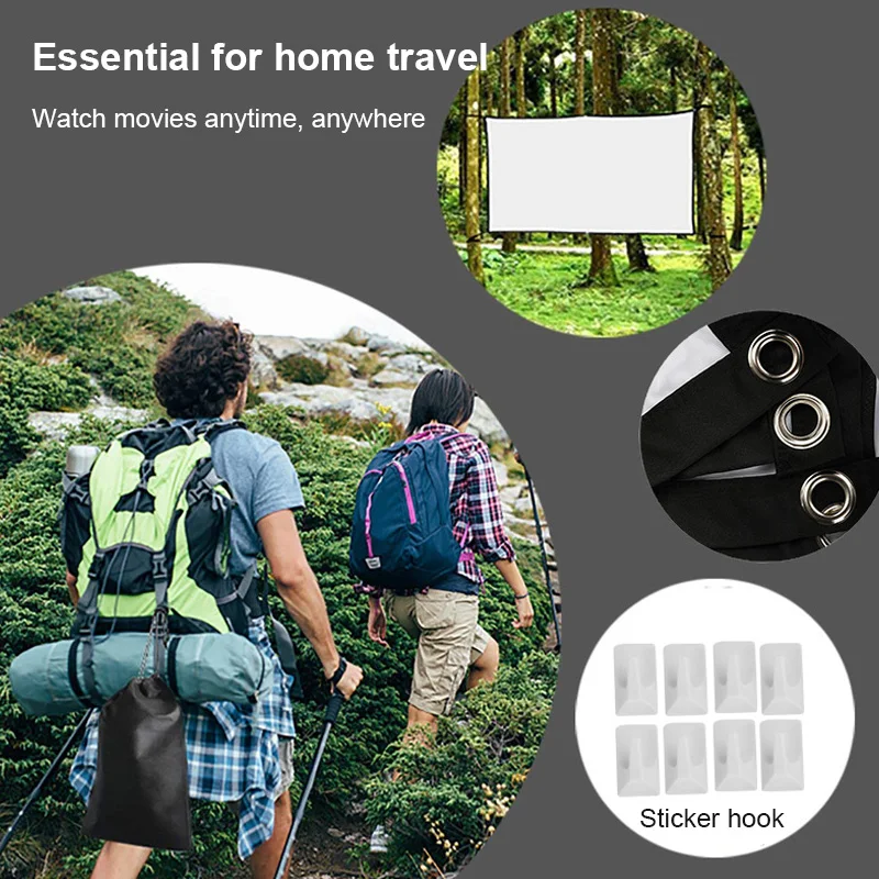 

Screen For Projector 16:9 Fabric cloth Project Simple Curtain Home Outdoor KTV Office Protable Anti-light Screen 100 Inches