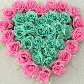 Inpink Tiffany Blue Свадебные Автомобильные украшения кремовая роза Сердце венки шелковые цветы венки дверные Свадебные двери украшения Тиффани синий Декор - Цвет: Inpink Tiffany Blue