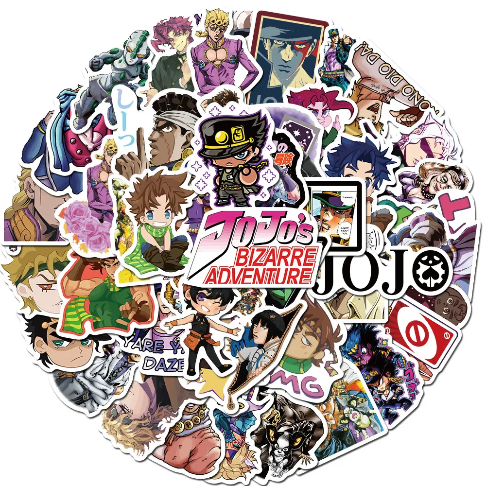 

50pcs Jojo's Bizarre Adventure Stickers Modern Popular Laptop Luggage Car Skateboard Phone Decal Plane Wall Sticker PVC Cartoon