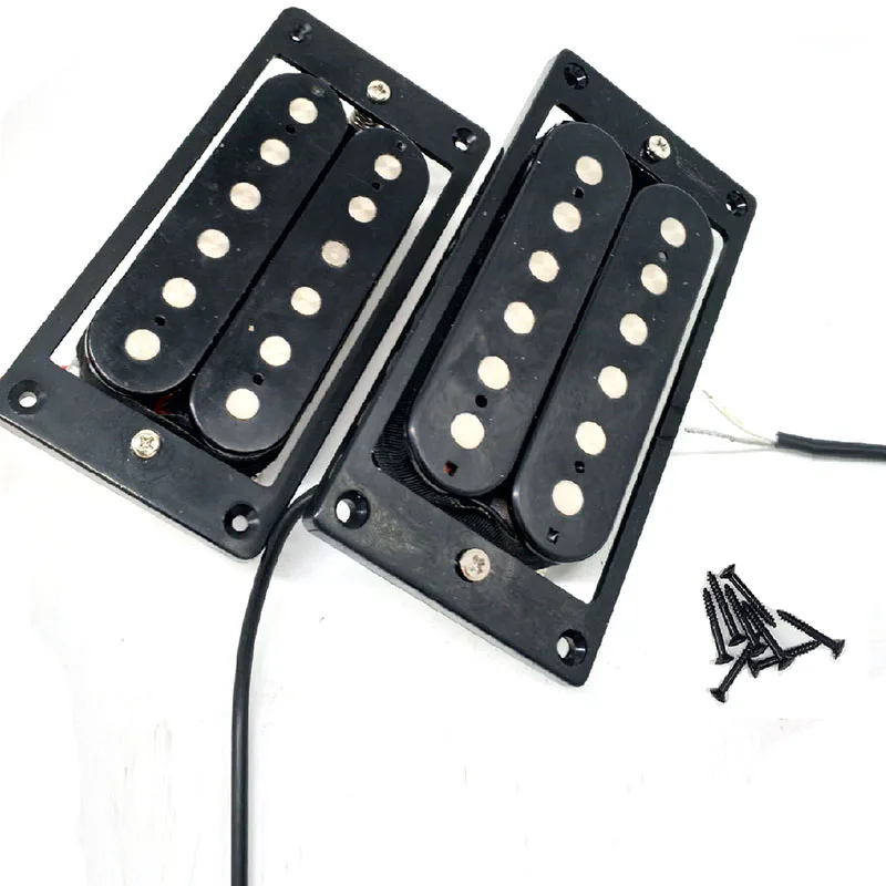 

Black Electric Guitar Pickup ST Dual Double Coil Pickup 50mm 52mm, ABS Frame Cover, Brass Bottom Plate